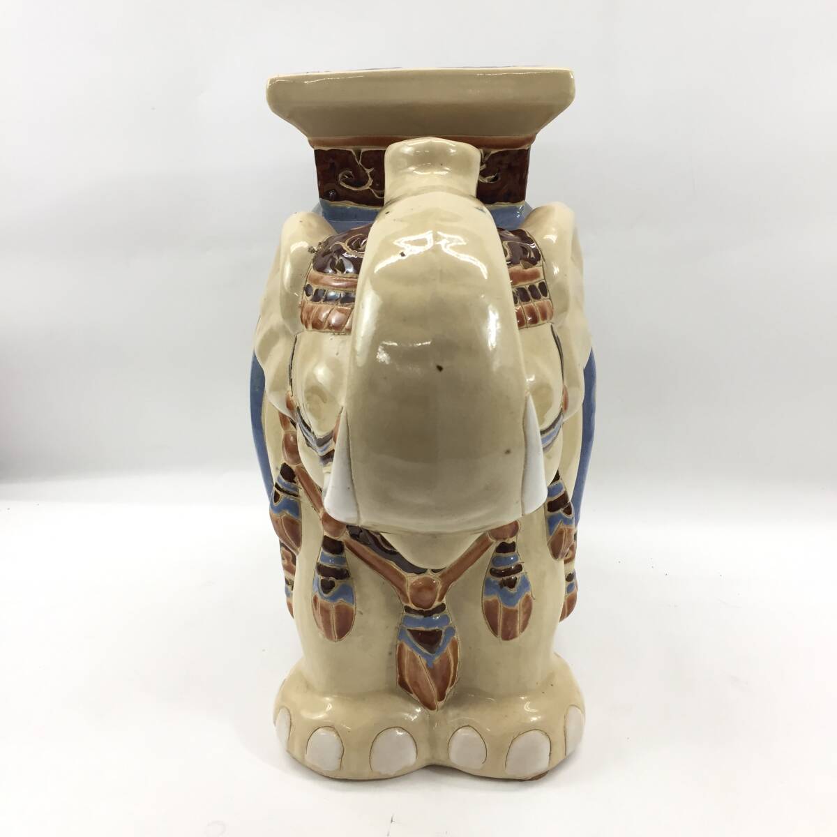 象 花台 フラワースタンド 陶器 オブジェ インテリア 置物 ガーデニング プランター 鉢置き コレクション 25d菊ST①_画像5