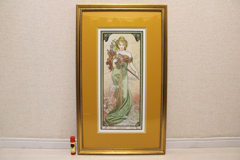 真作保証】ミュシャ Alphonse Mucha「春 四季」リトグラフ 真作保証】ミュシャ Alphonse Mucha「春 四季」リトグラフ