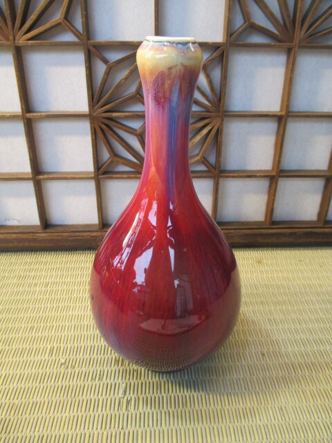 和》 景徳鎮 鄧希平 工作室 花瓶 高さ約21.5㎝ 中国陶磁器 辰砂 和》 景徳鎮 鄧希平 工作室 花瓶 高さ約21.5㎝ 中国陶磁器 辰砂