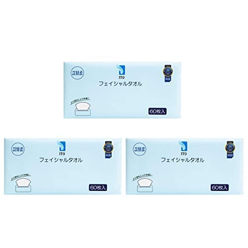 ITO フェイシャルタオル 60枚入×3個(gè)セット 敏感肌 使い捨てタオル 肌荒れ対策