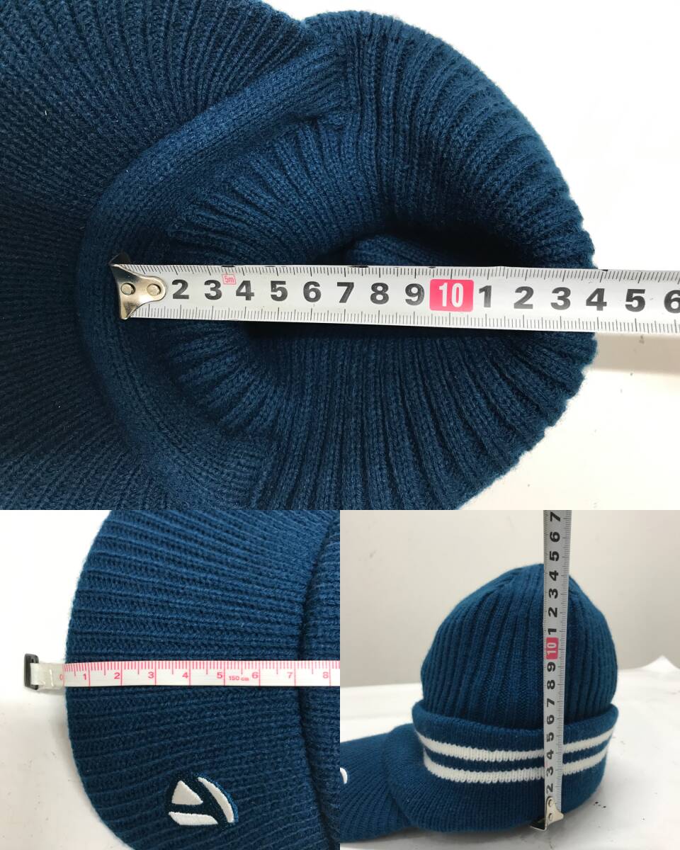 【USED】TaylorMade テーラメイド アクリル ニット キャップ ロゴ刺繍 ブルー系 青 サイズ フリー 57-59cm ゴルフウェア_画像9