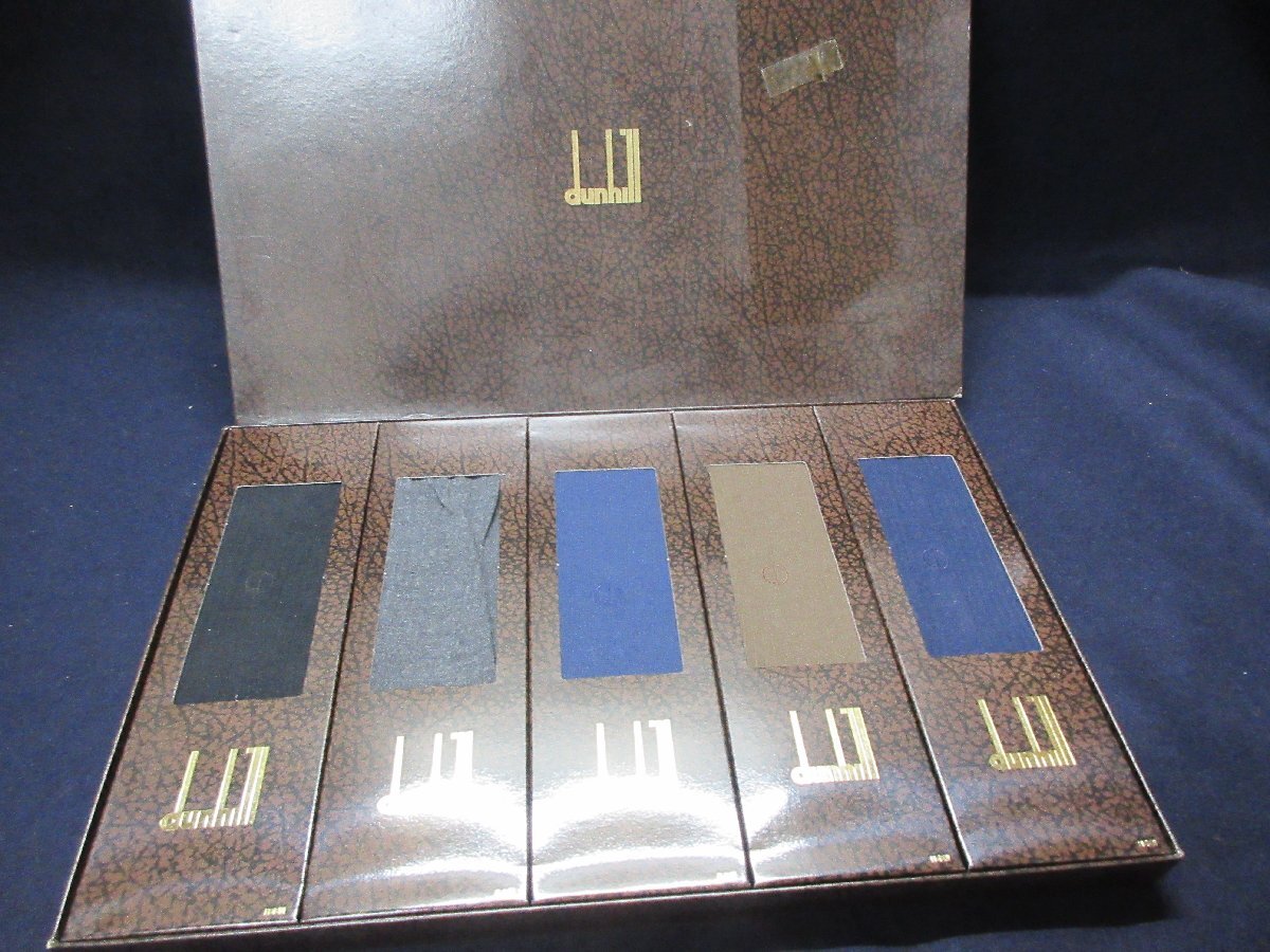e 未使用品 dunhill ダンヒル ソックス 5足 セット 靴下 黒 紺 グレー 【星見】