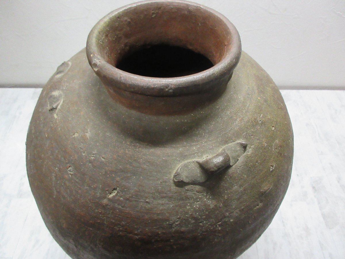 mae 古美術 室町時代 古備前 備前焼 三耳 壷 時代物 旧家 蔵出 mae 古美術 室町時代 古備前 備前焼 三耳 壷 時代物 旧家 蔵出
