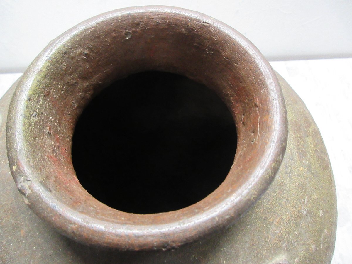 mae 古美術 室町時代 古備前 備前焼 三耳 壷 時代物 旧家 蔵出 mae 古美術 室町時代 古備前 備前焼 三耳 壷 時代物 旧家 蔵出