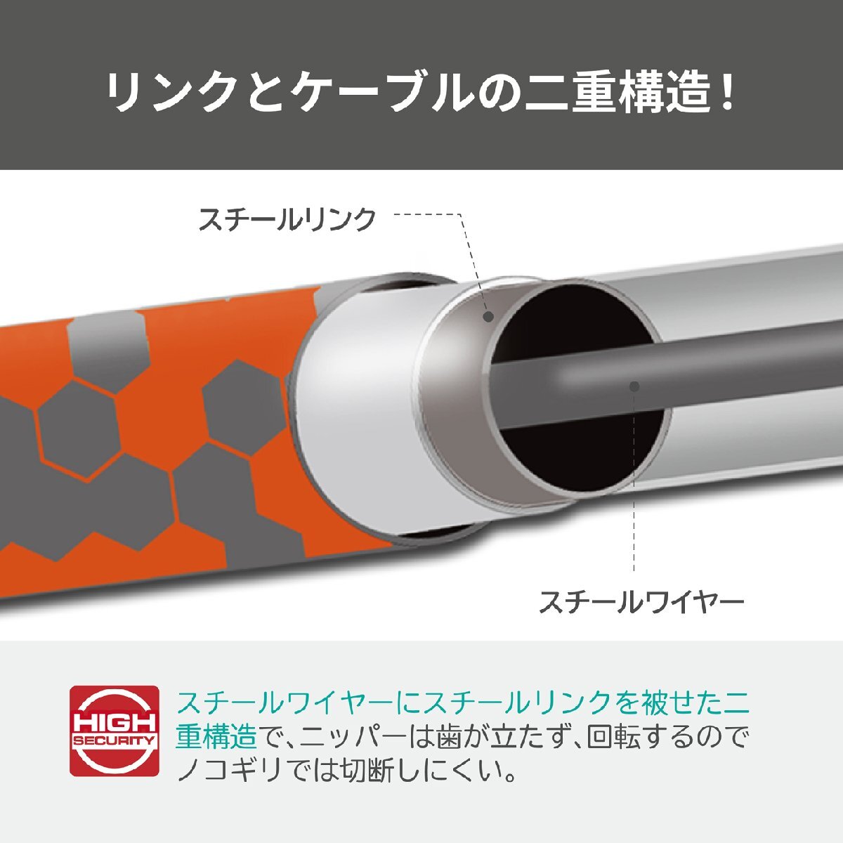 リード工業(yè) 盜難防止 バイク用 ロック BEELOCK（ビーロック） リンクロック 22Φ 1800mm LW-018A