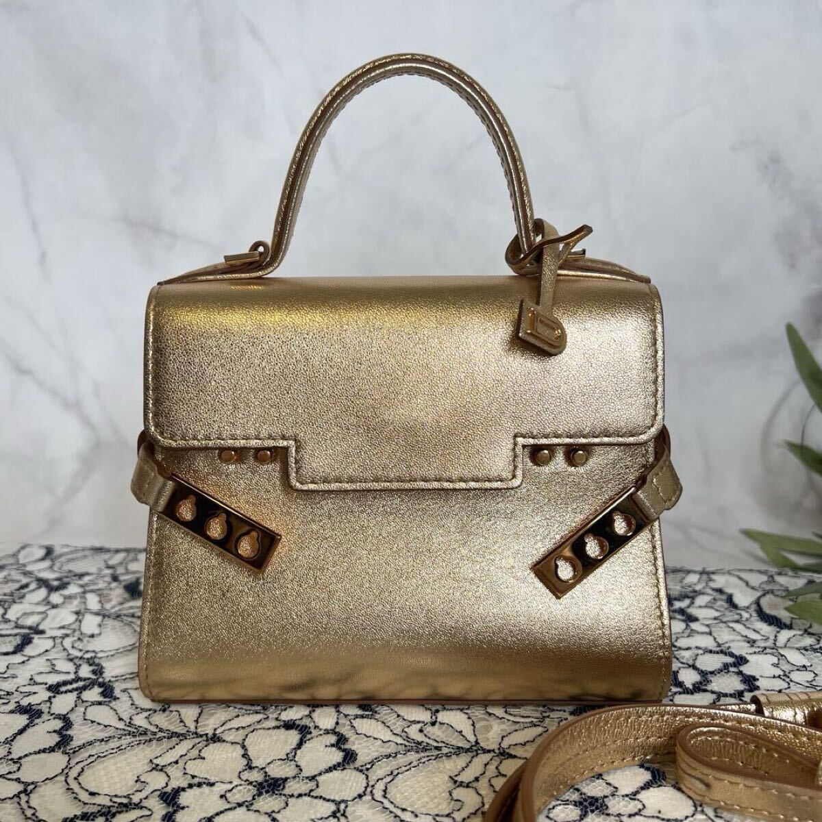 DELVAUX Dell vo-[ превосходный товар ] язык pe-to Mini сумка на плечо 