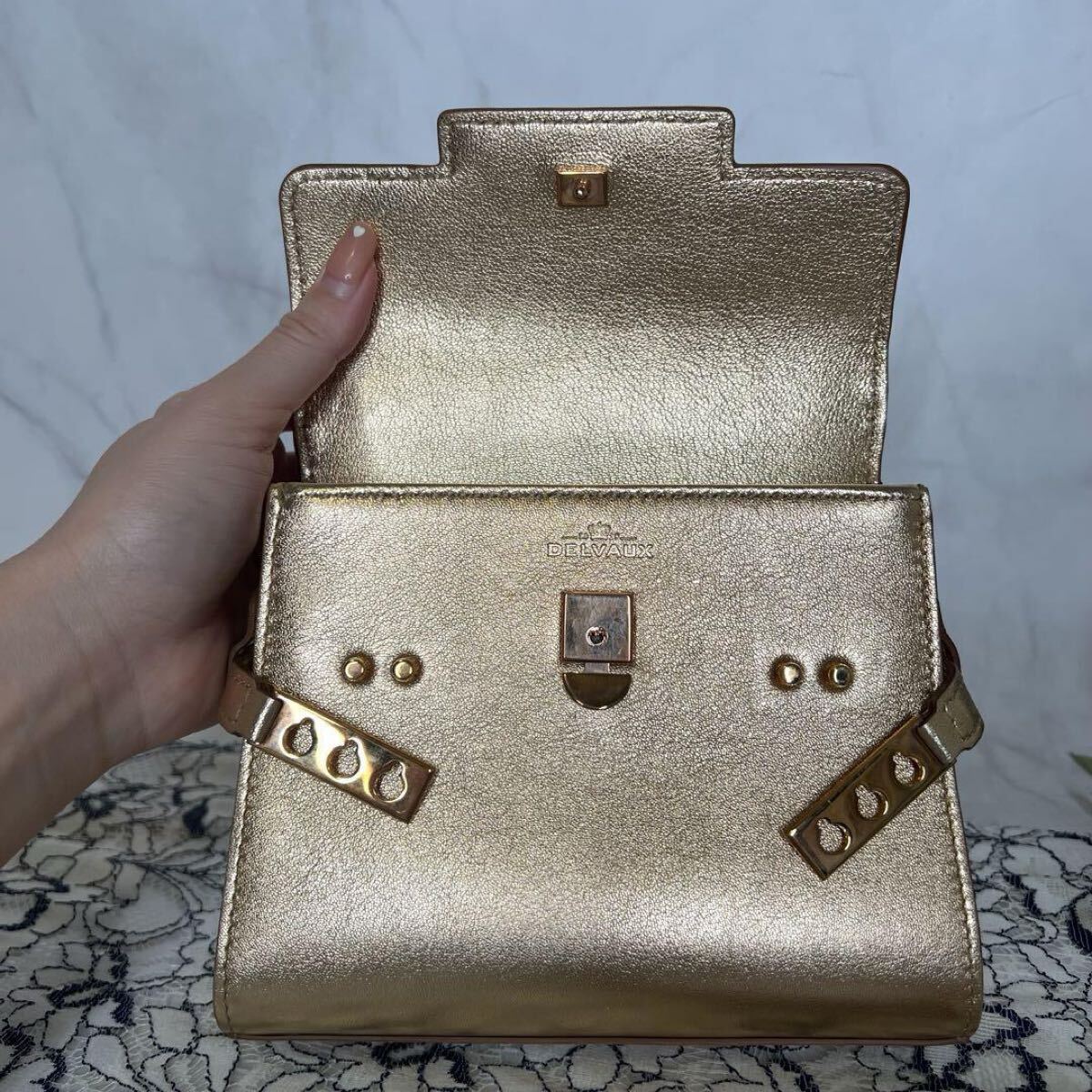 DELVAUX Dell vo-[ превосходный товар ] язык pe-to Mini сумка на плечо 