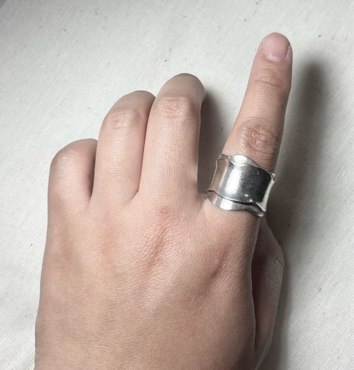 R73ねンぷぬF カレンシルバーリング逆甲丸二重高純度手作り作品フリーサイズ23號(hào)Karen silver リングギフトぬf2