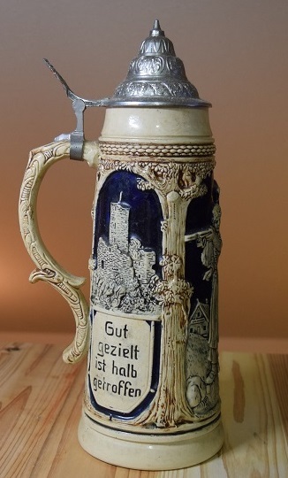 □□昔の古いビールジョッキ□西ドイツDBGM製□ビアマグ□陶器製
