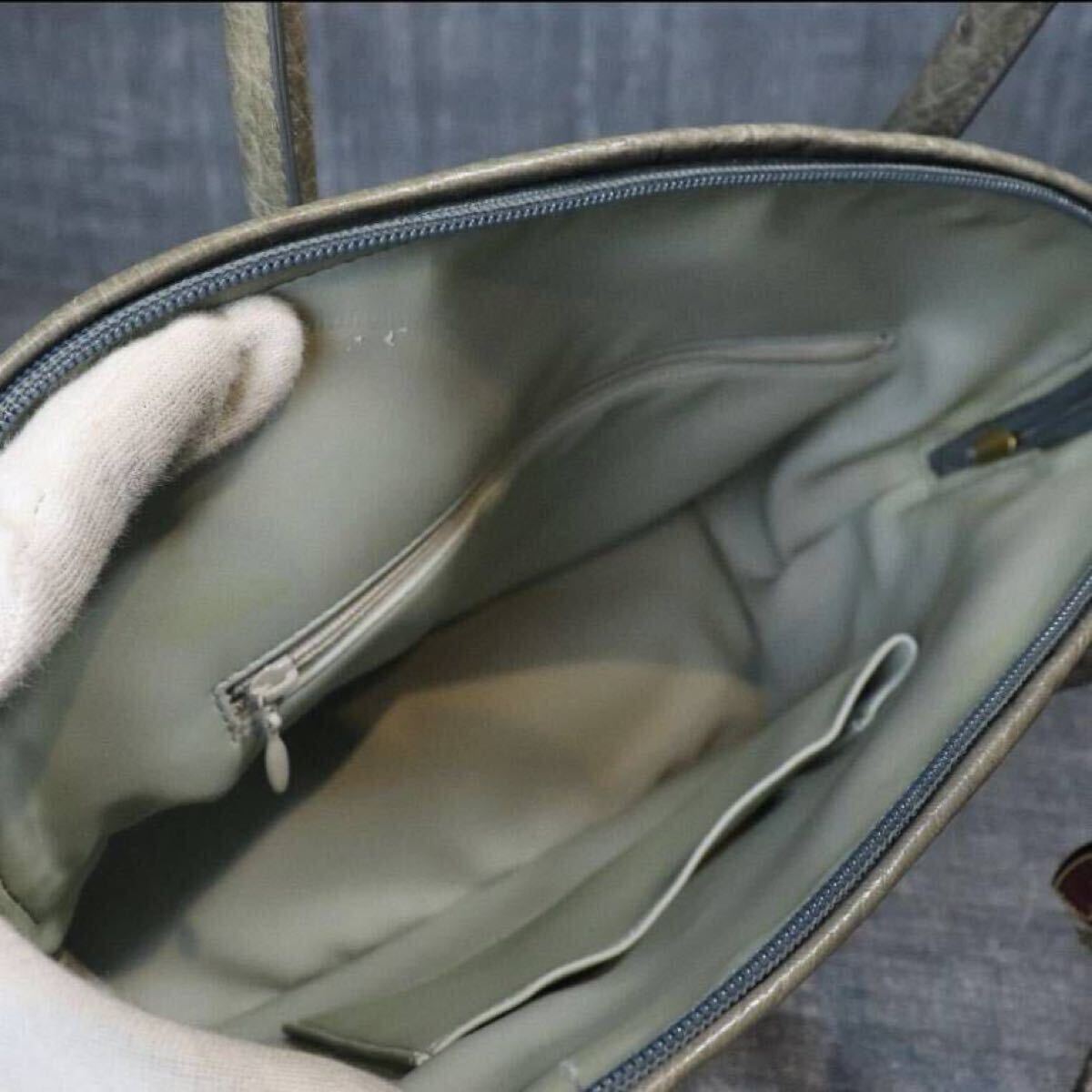 １円スタート JRA オーストリッチ ブガッティ型 クロシェット 2way ハンドバッグ ダチョウ genuine ostrich 駝鳥 エキゾチックレザー 1スタ
