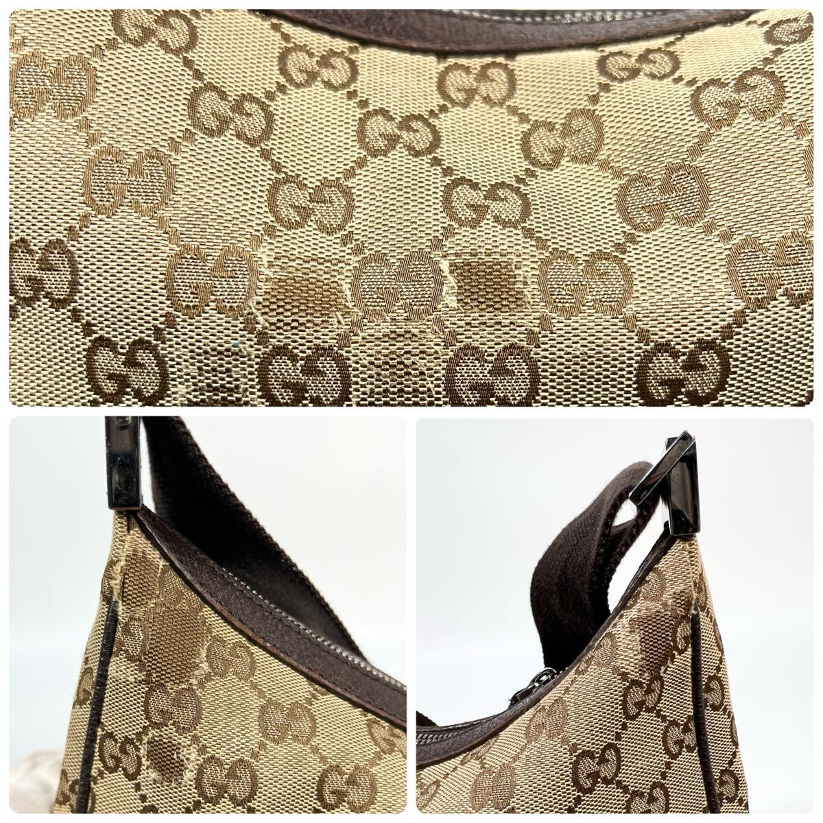 GUCCI グッチ ショルダーバッグ GGキャンバス ハーフムーン 斜め GUCCI グッチ ショルダーバッグ GGキャンバス ハーフムーン 斜め