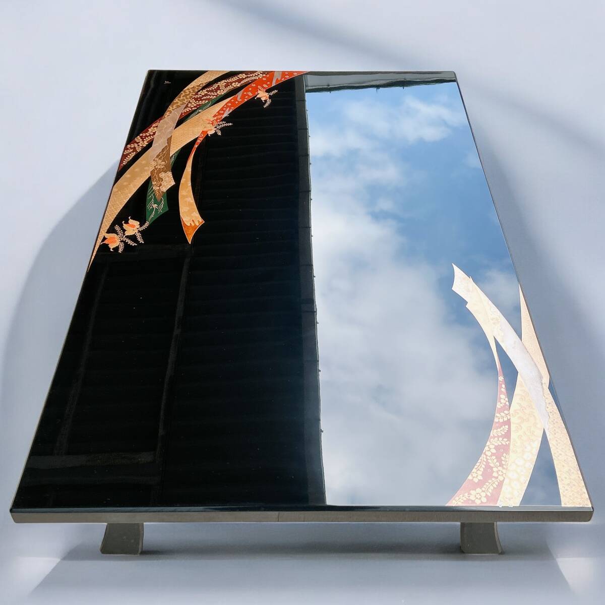 輪島塗 伝統工芸 うるし沈金 蒔絵 末広京脚型 和家具 座敷机 座 輪島塗 伝統工芸 うるし沈金 蒔絵 末広京脚型 和家具 座敷机 座