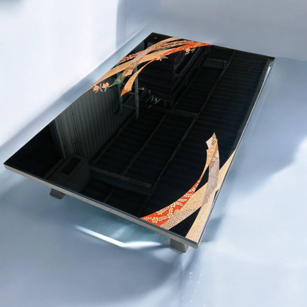 輪島塗 伝統工芸 うるし沈金 蒔絵 末広京脚型 和家具 座敷机 座 輪島塗 伝統工芸 うるし沈金 蒔絵 末広京脚型 和家具 座敷机 座