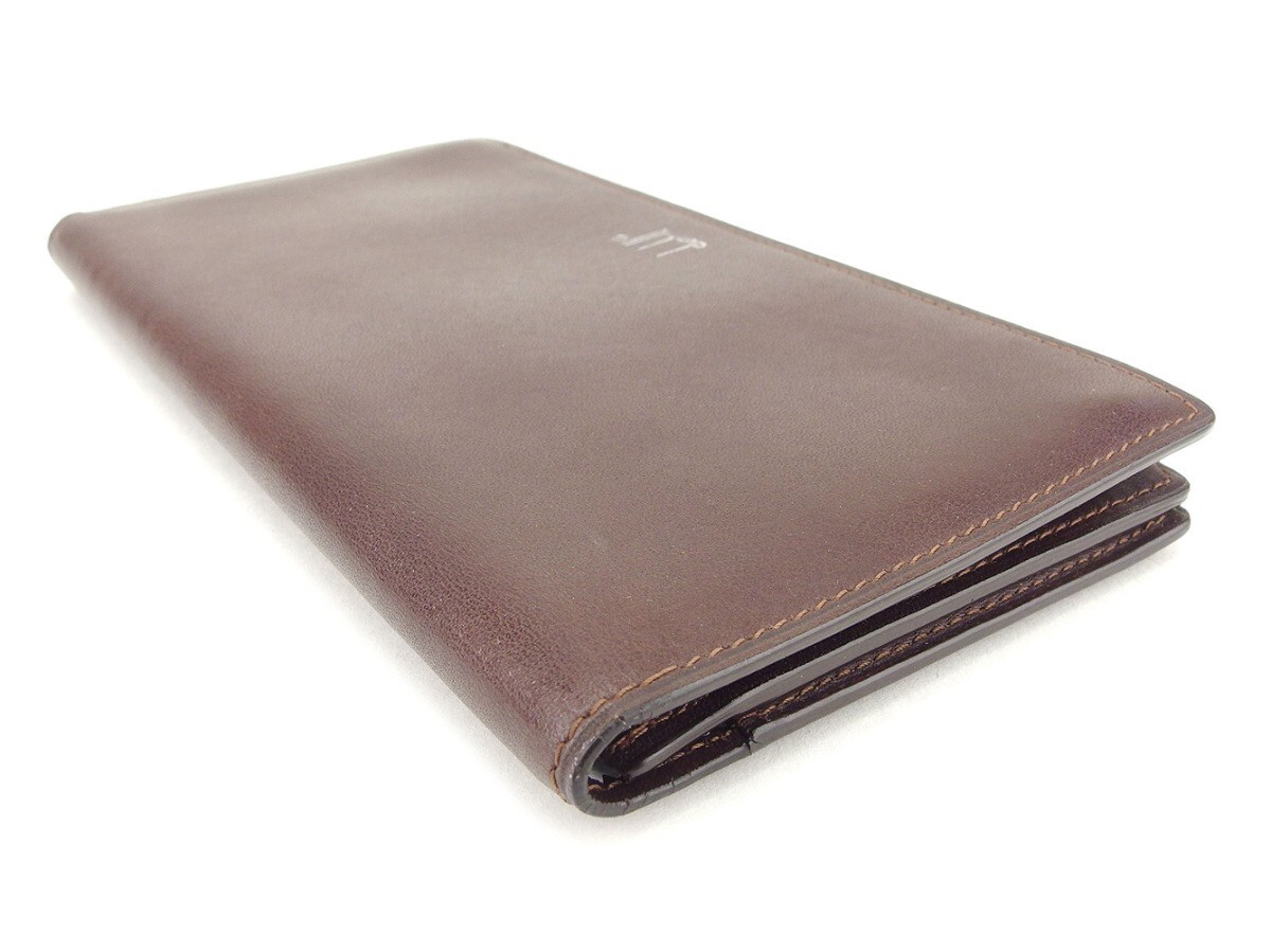 ダンヒル 長札入れ 札入れ レディース ロゴ ブラウン シルバー 中古