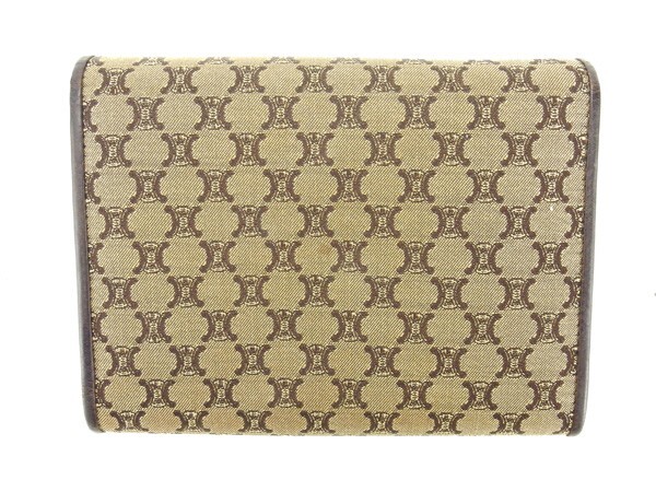  Celine три складывать кошелек женский Macadam бежевый × Brown б/у 