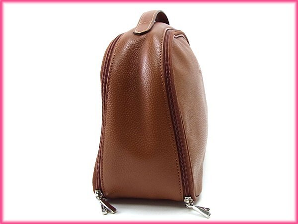 ロンシャン ハンドバッグ ラウンドフォルム レディース 乗馬マーク ブラウン×シルバー 中古