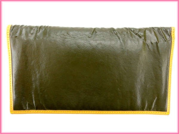 ハンティングワールド 長(zhǎng)札入れ レディース グリーン×ブラウン 中古