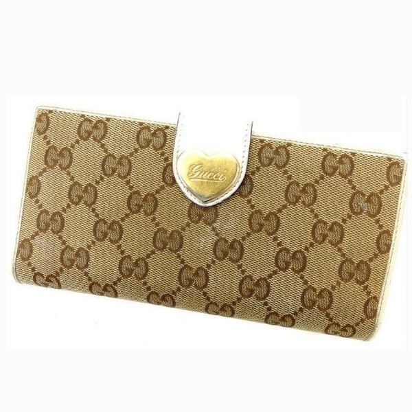 グッチ 長財布 Wホック レディース ＧＧキャンバス ホワイト×ベージュ 