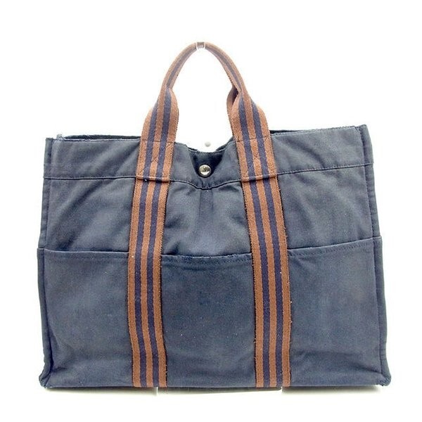 エルメス トートバッグ ハンドバッグ レディース トートMM フールトゥ ネイビー×ブラウン 中古
