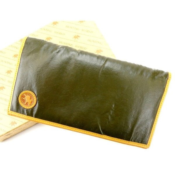 ハンティングワールド 長(zhǎng)札入れ レディース グリーン×ブラウン 中古