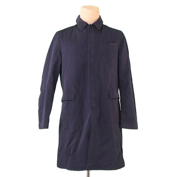 プラダ コート ロング レディース ?50サイズ シングルZIP ブラック 中古