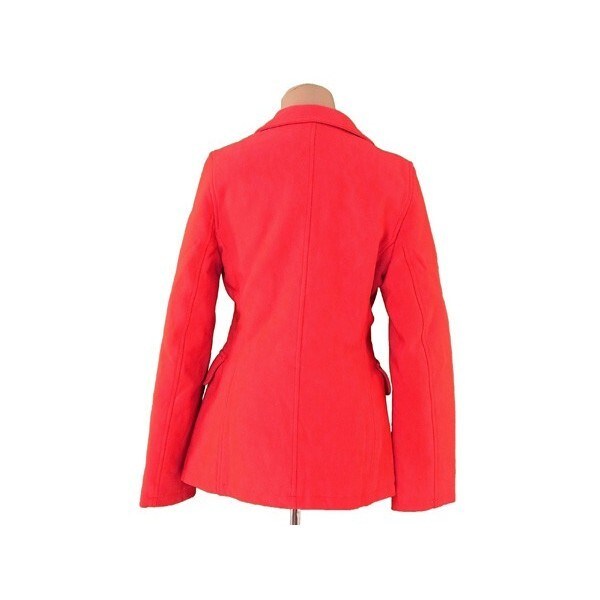 プラダ コート レディース ?Mサイズ シングルZIP レッド×シルバー 中古