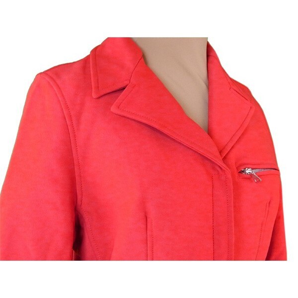 プラダ コート レディース ?Mサイズ シングルZIP レッド×シルバー 中古