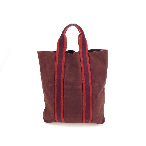 エルメス トートバッグ ハンドバッグ レディース カバス フールトゥ ボルドー×レッド 中古