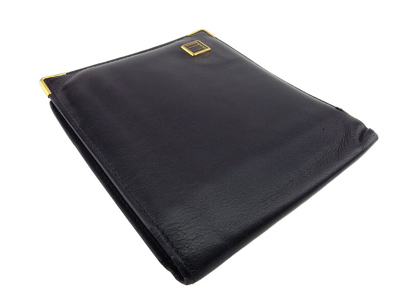 ダンヒル 二つ折り 財布 ミニ財布 メンズ ロゴプレート dunhill 中古