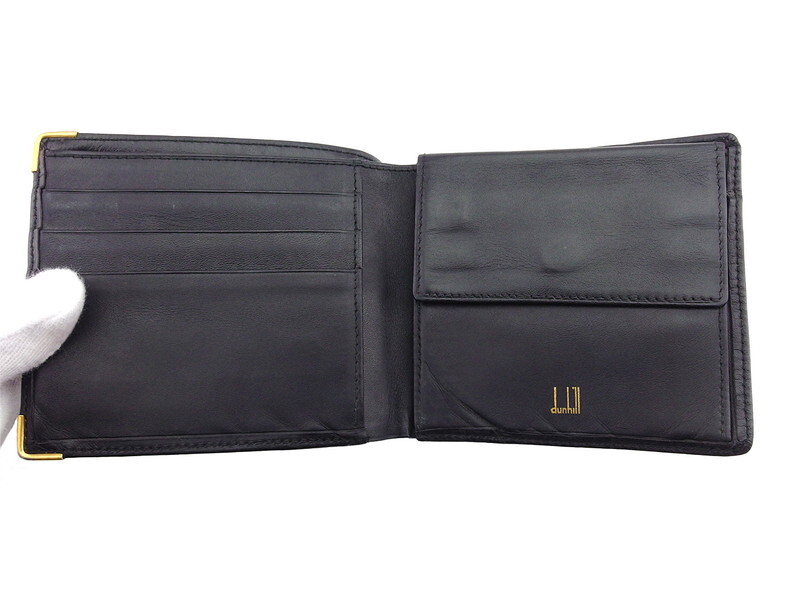 ダンヒル 二つ折り 財布 ミニ財布 メンズ ロゴプレート dunhill 中古