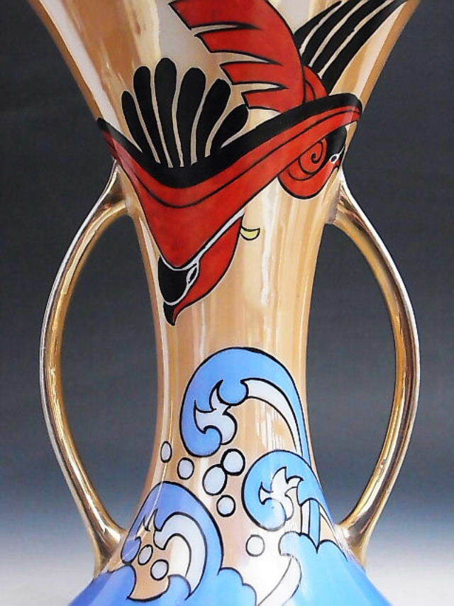 オールドノリタケ アールデコ ラスター彩 鳥花瓶