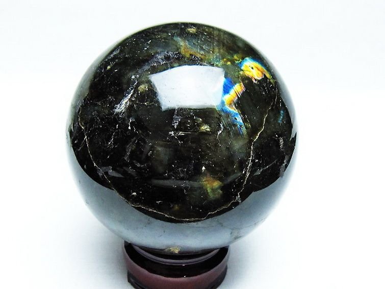 誠安◇超レア最高級天然ラブラドライト丸玉 87mm [T571-4787 誠安◇超レア最高級天然ラブラドライト丸玉 87mm [T571-4787