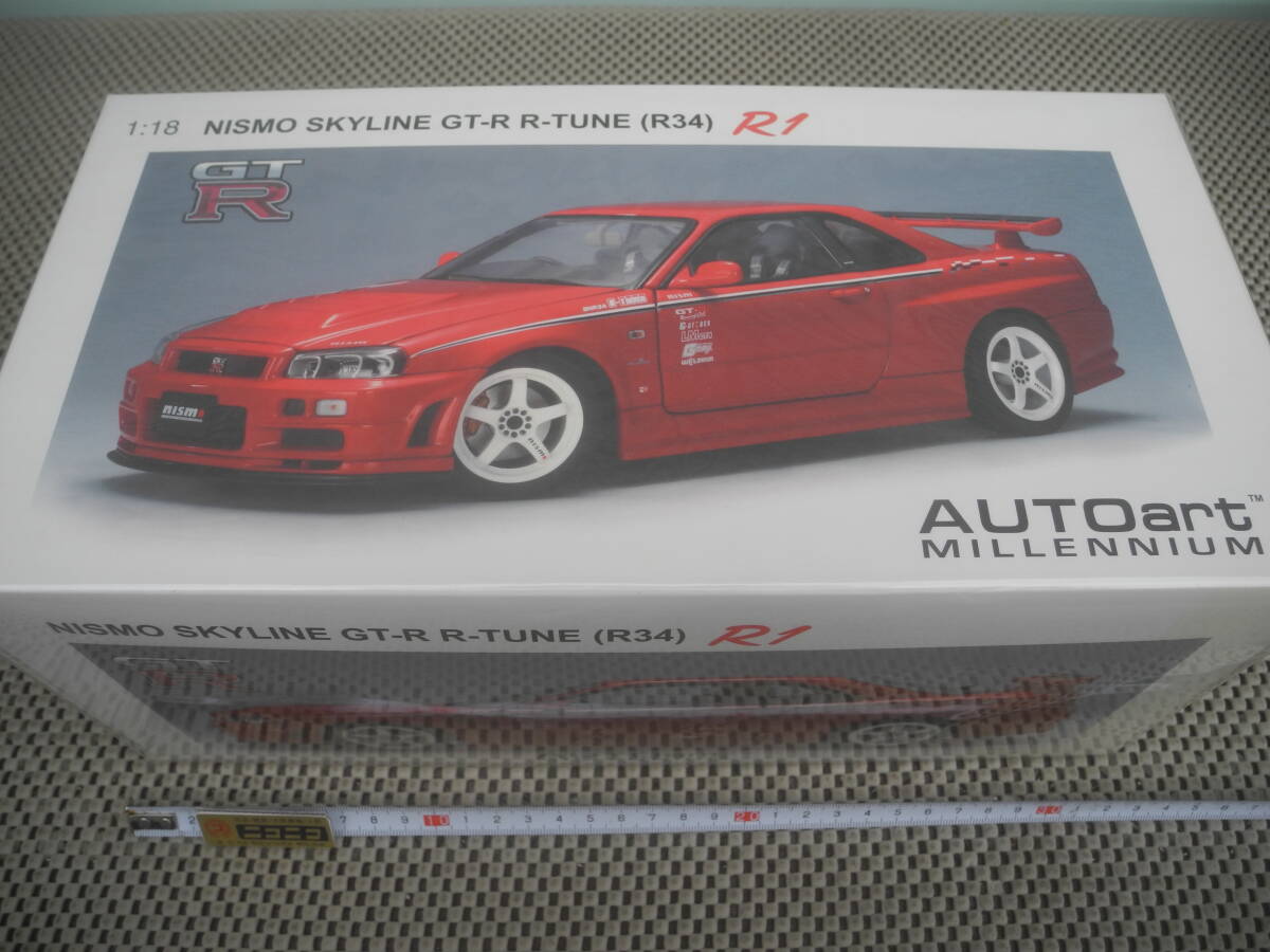 【新品未開封】AUTOart 1/18 日産 スカイライン NISMO SKYLINE GT-R R-TUNE R34 R1 ニスモ 赤 RED オートアート ミニカー