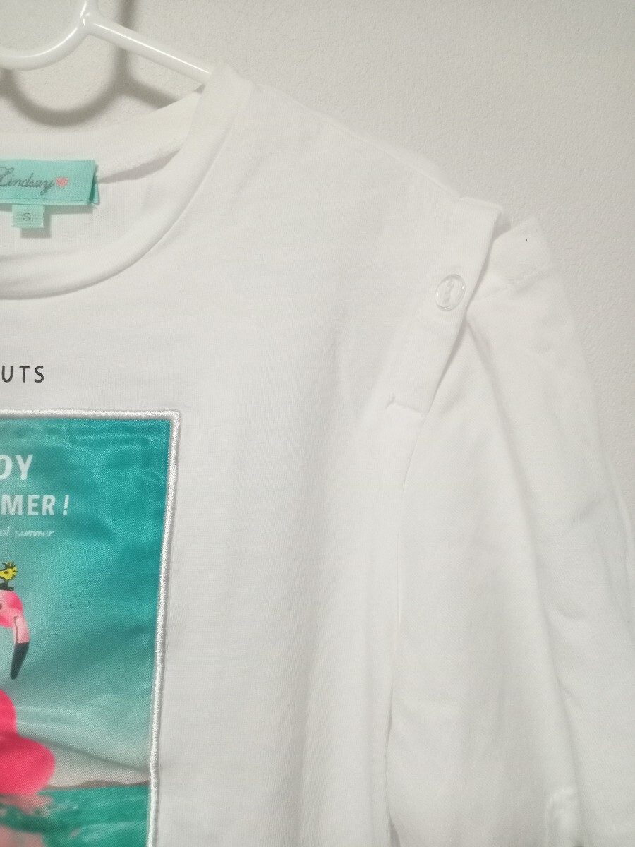 【美品】Lindsay（リンジィ）肩開き 転写プリント 半袖 Tシャツ S（140）スヌーピー ピーナッツ_画像4