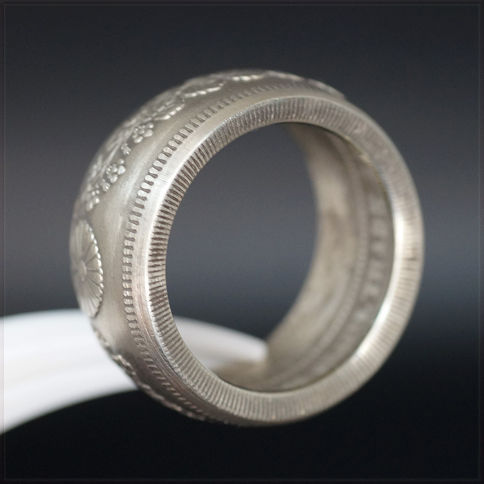 [RING] большой Япония Meiji 7 год 420 GRAINS TRADE DOLLAR 900 FINE America tray dodala- серебряная монета серебряная монета монета дизайн 13mm кольцо 20 номер 
