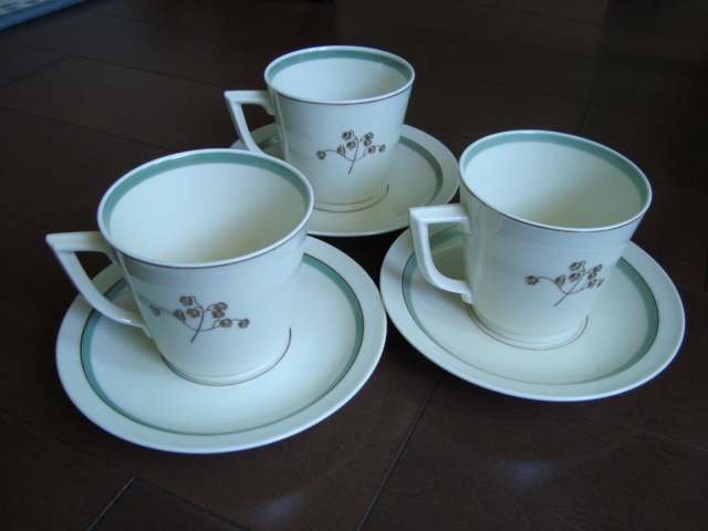 ロイヤルコペンハーゲン1950年代製小判草カップアンドソーサー3客 ロイヤルコペンハーゲン1950年代製小判草カップアンドソーサー3