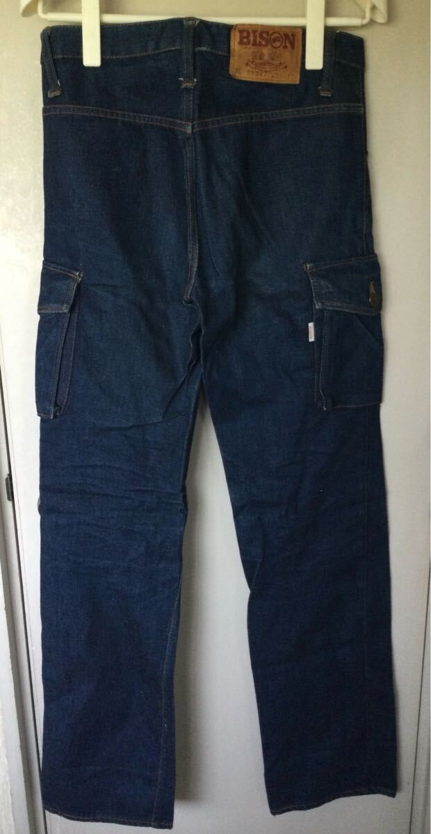 濃紺◎美品70'sバイソンBISONデニムブッシュパンツ日本製W30