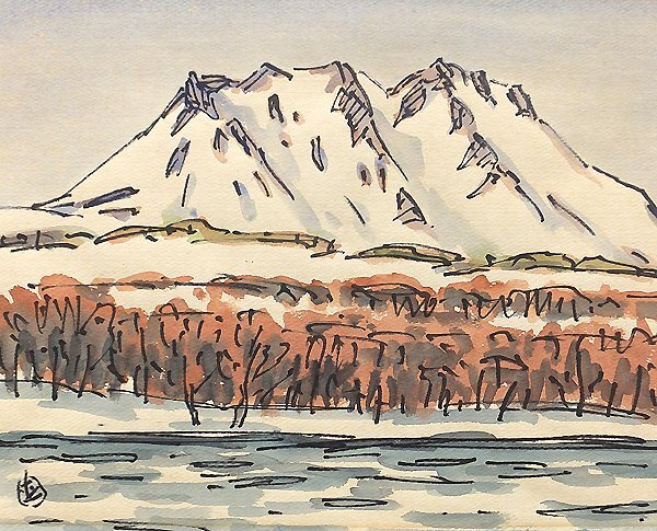 GLC】坂本直行「五月のイワオヌプリ」 水彩約6号 北海道文化賞 GLC】坂本直行「五月のイワオヌプリ」 水彩約6号 北海道文化賞