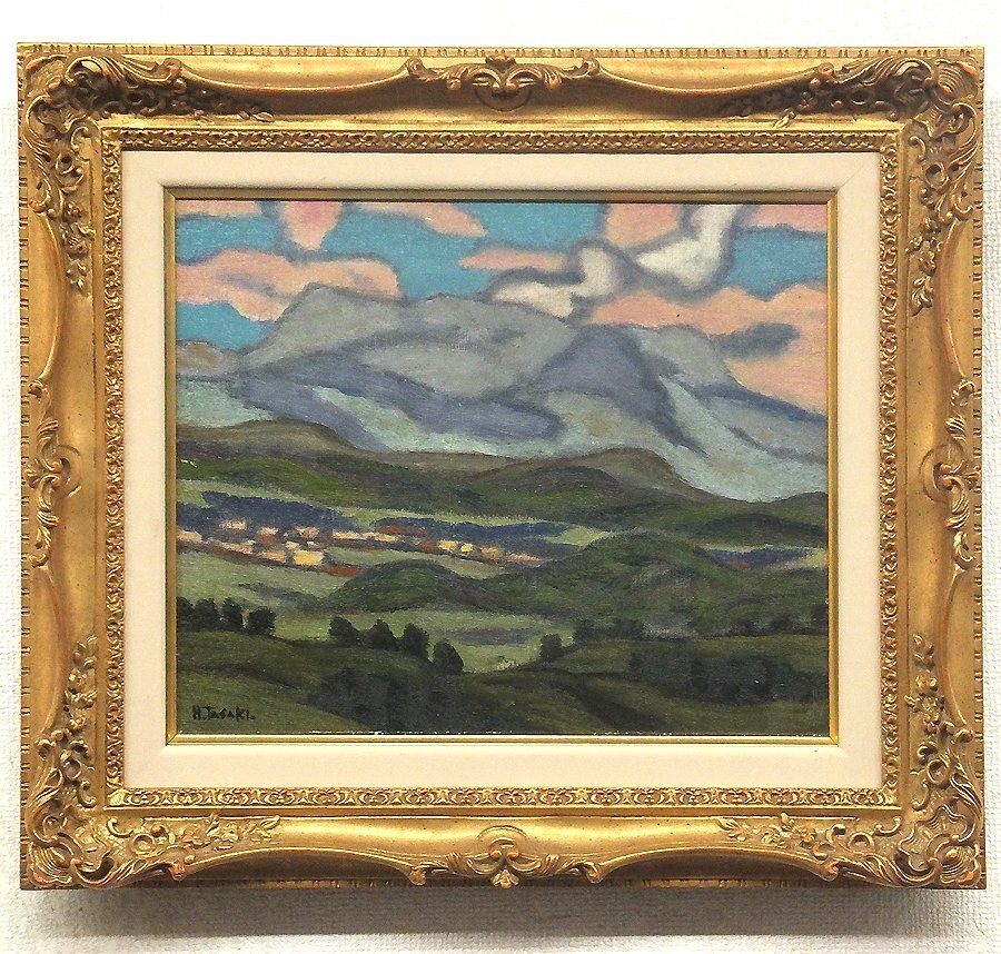 田崎廣助、【早春の阿蘇山】、希少な画集より、新品高級額・額装付 田崎廣助、【早春の阿蘇山】、希少な画集より、新品高級額・額装付