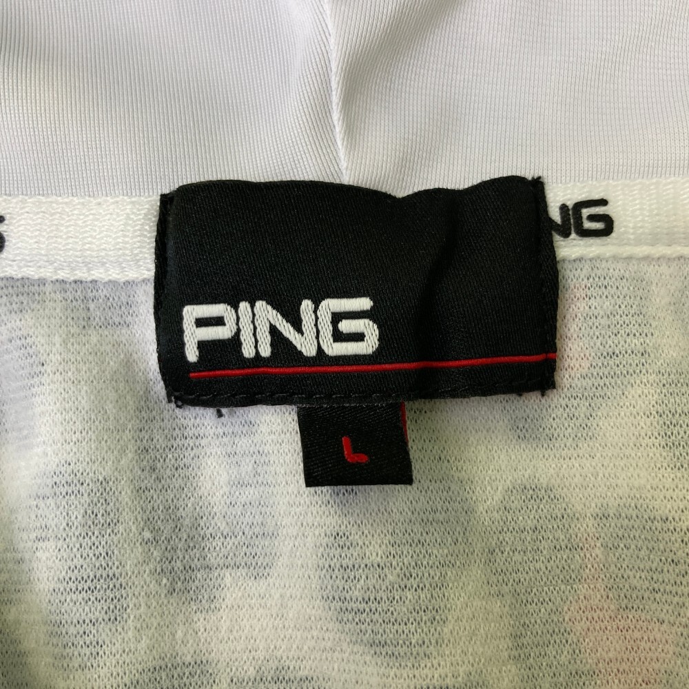 PING ピン フード付 長袖パーカー ヒョウ レオパード柄 ホワイト系 L [240101416134] ゴルフウェア レディース