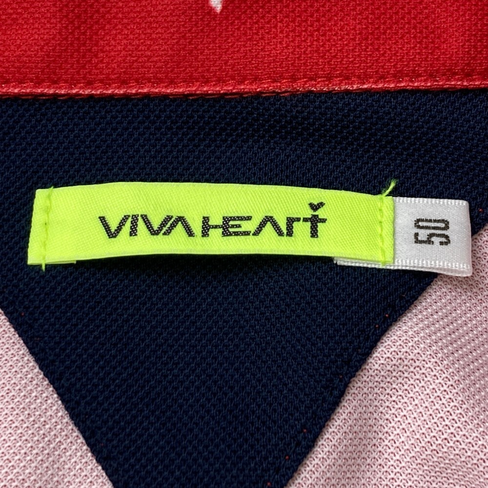 VIVA HEART ビバハート 半袖ポロシャツ ロゴ総柄 レッド系 50 [240101424887] ゴルフウェア メンズ_画像4