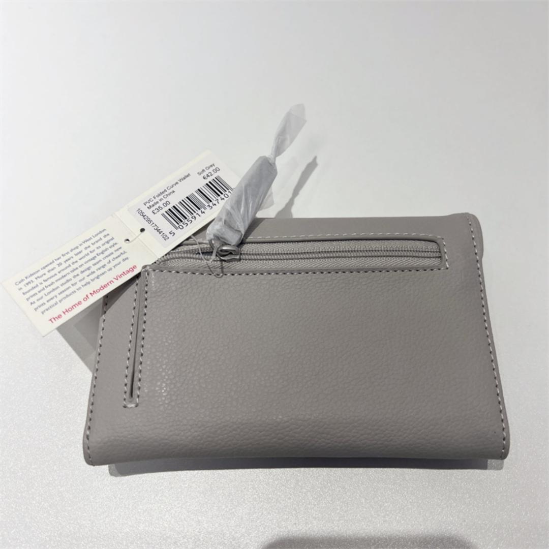 新品キャスキッドソン 財布 グレー 花柄 レディース 二つ折り ウォレット