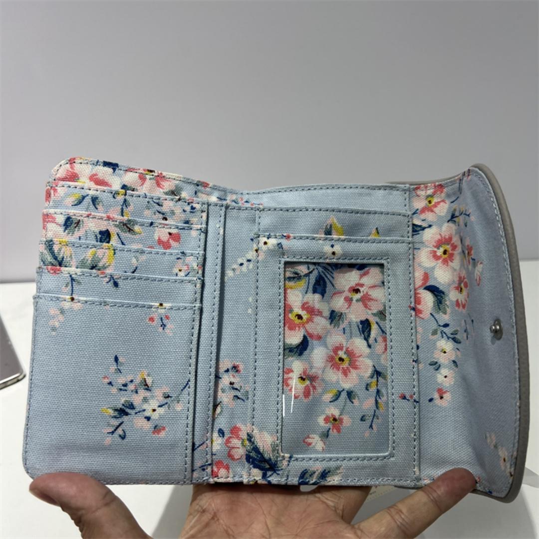 新品キャスキッドソン 財布 グレー 花柄 レディース 二つ折り ウォレット