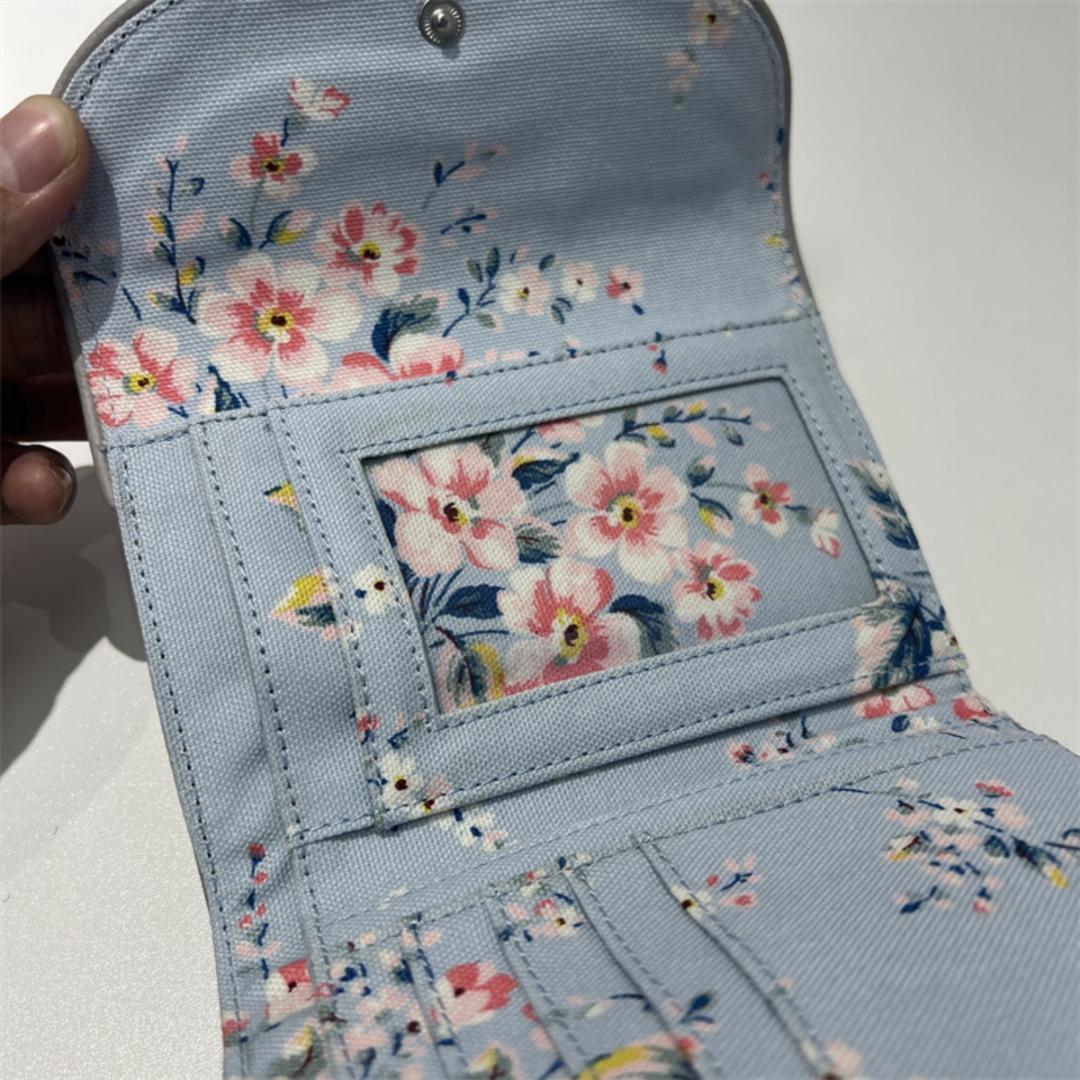 新品キャスキッドソン 財布 グレー 花柄 レディース 二つ折り ウォレット