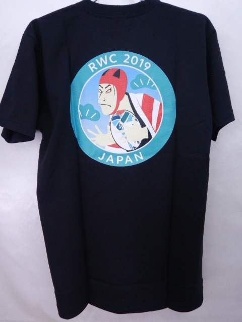 ラグビーワールドカップ 公式Tシャツ 日本代表 黒 歌舞伎 レア ラグビーワールドカップ 公式Tシャツ 日本代表 黒 歌舞伎 レア