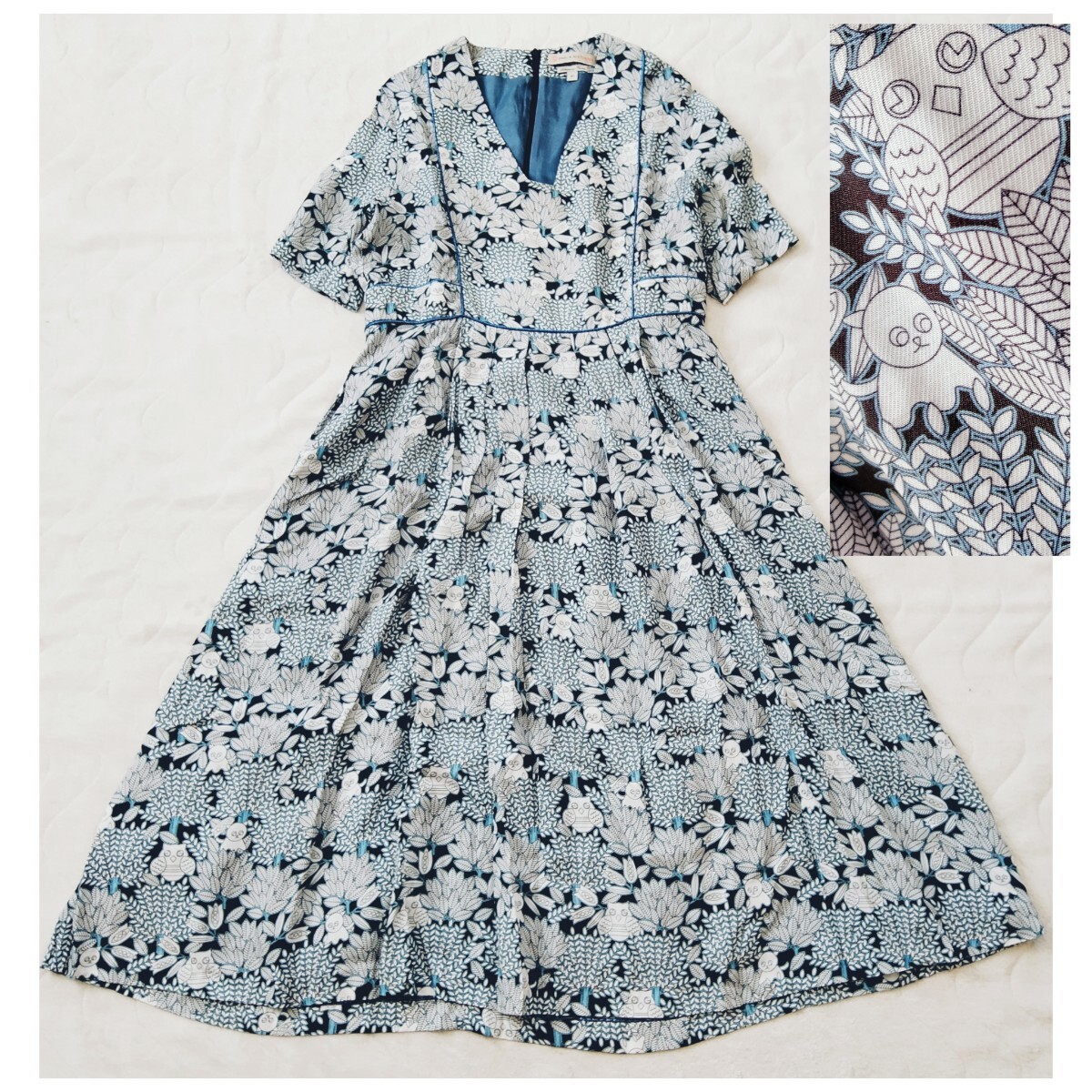 PAUL&JOE SISTER フランス製生地 フレアーワンピース ネコと PAUL&JOE SISTER フランス製生地 フレアーワンピース ネコと