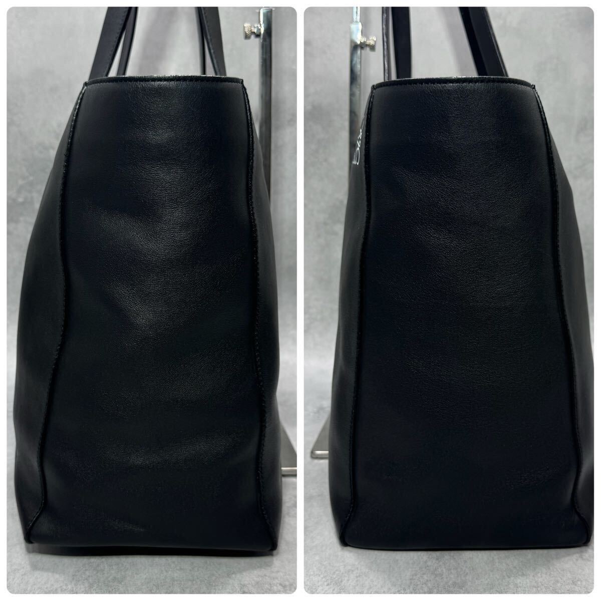 極美品/大容量◎ ロエベ LOEWE 現(xiàn)行 イーストウエストショッパー ラージトート メンズ ビジネス レザー 本革 A4 肩掛け アナグラム 黒 希少