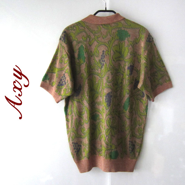 美品　Axy MIZUNO★　ジャガード　総柄　半袖ポロシャツ　M_画像2