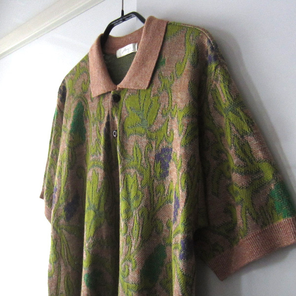 美品　Axy MIZUNO★　ジャガード　総柄　半袖ポロシャツ　M_画像3