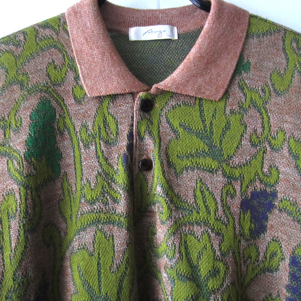 美品　Axy MIZUNO★　ジャガード　総柄　半袖ポロシャツ　M_画像4